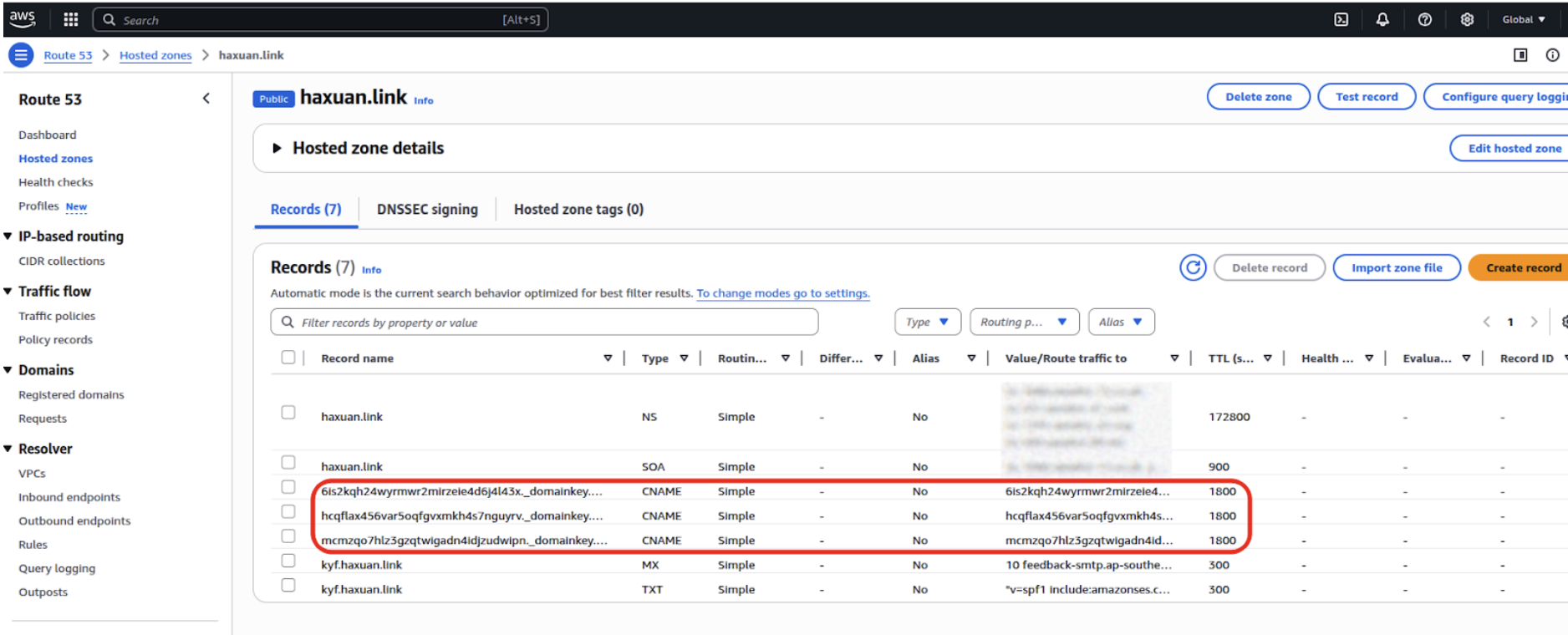 AWS Route53 automatically adding CNAME records